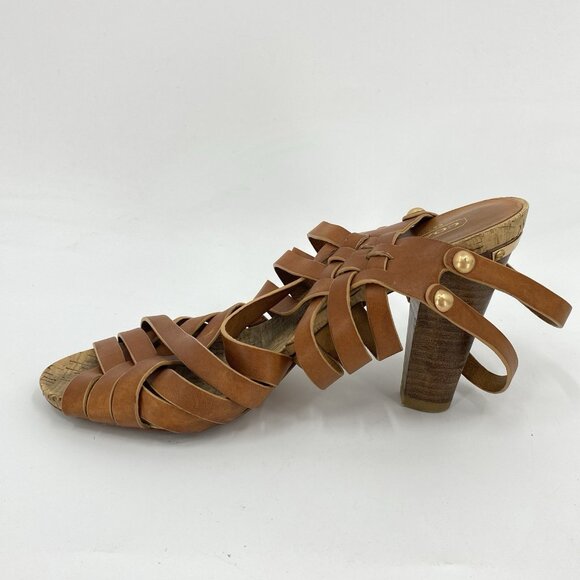 Coach Adrienn Vacchetta Strappy Brown Leather Sandals Shoes 8.5 B - Picture 5 of 10